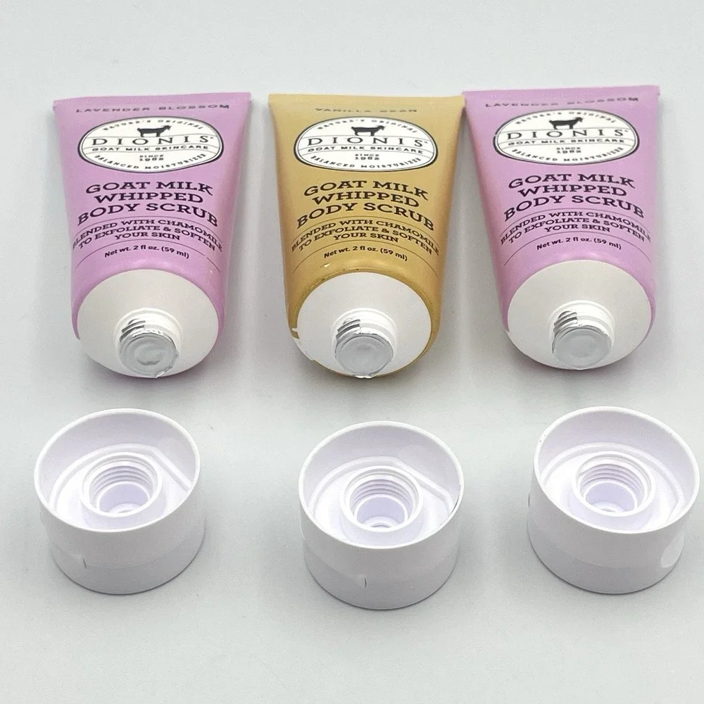Dionis Goat Milk Whipped Body Scrub Set Of 3 Vanilla‎ Bean Lavender Blossom New